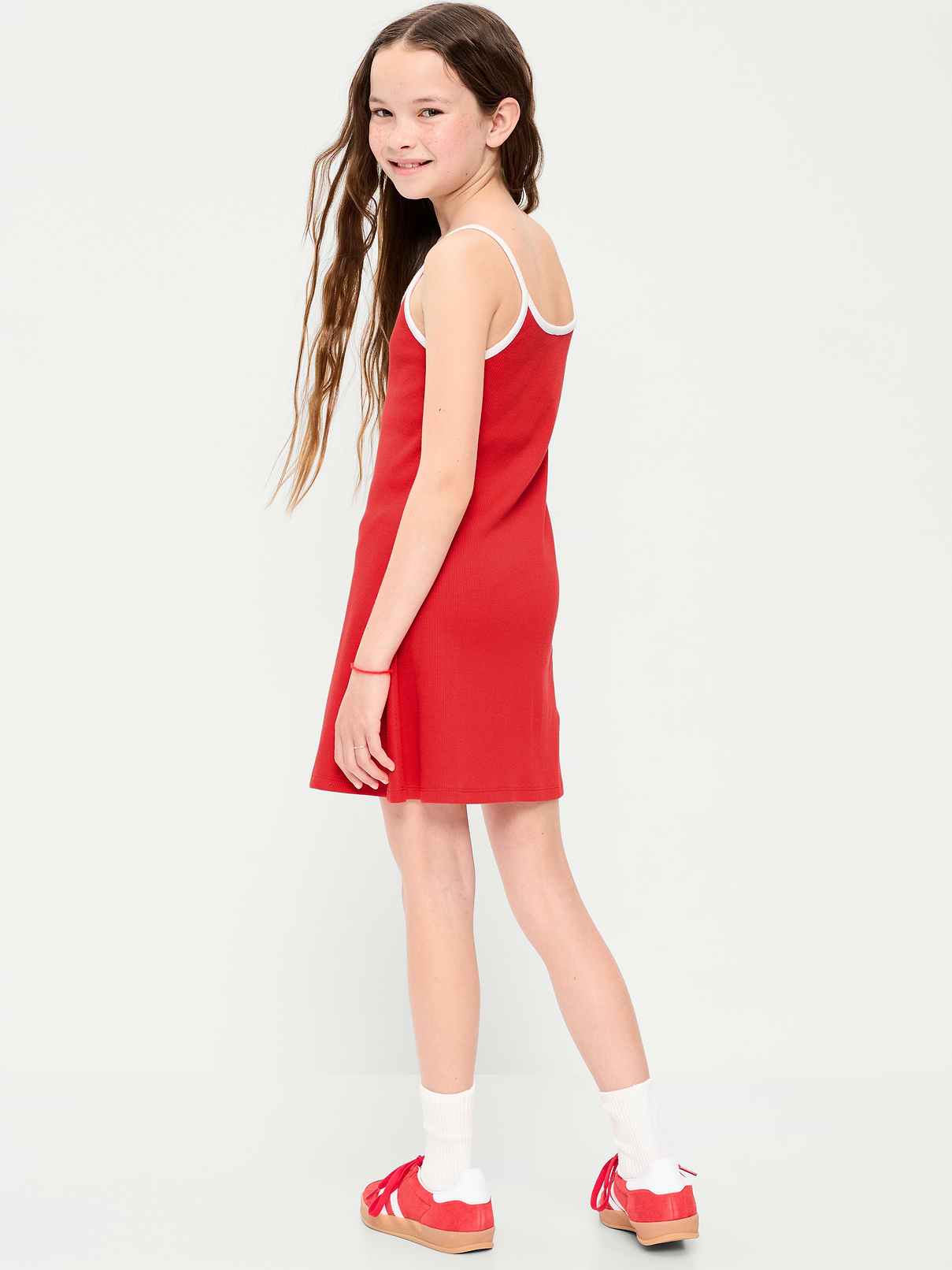 Image number 2 showing, Fitted Sleeveless Ribbed Swing Dress for Girls