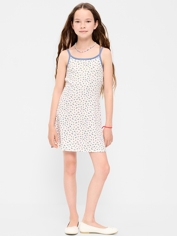 Fitted Sleeveless Ribbed Swing Dress for Girls