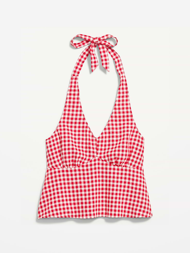 Image number 9 showing, Linen-Blend V-Neck Halter Top