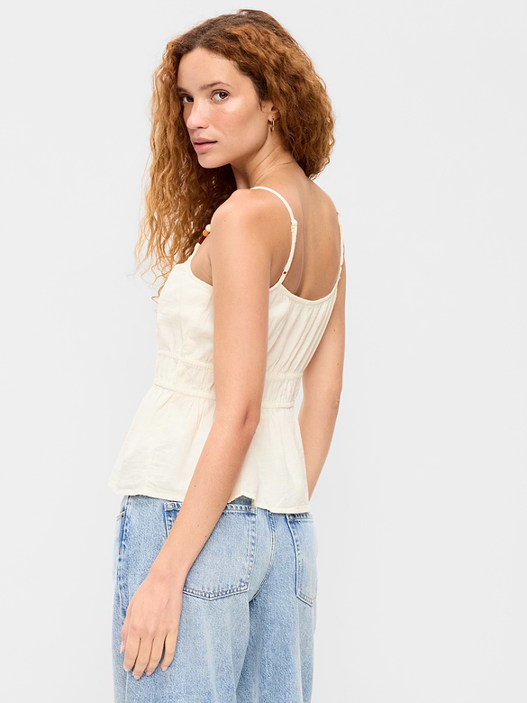Camisole à bretelles perlées et taille smockée