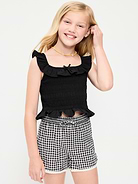 Image number 1 showing, Sleeveless Fitted Ruffled Smocked Top for Girls