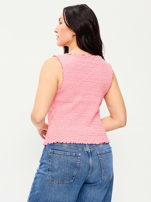 Sleeveless Smocked Tank Top