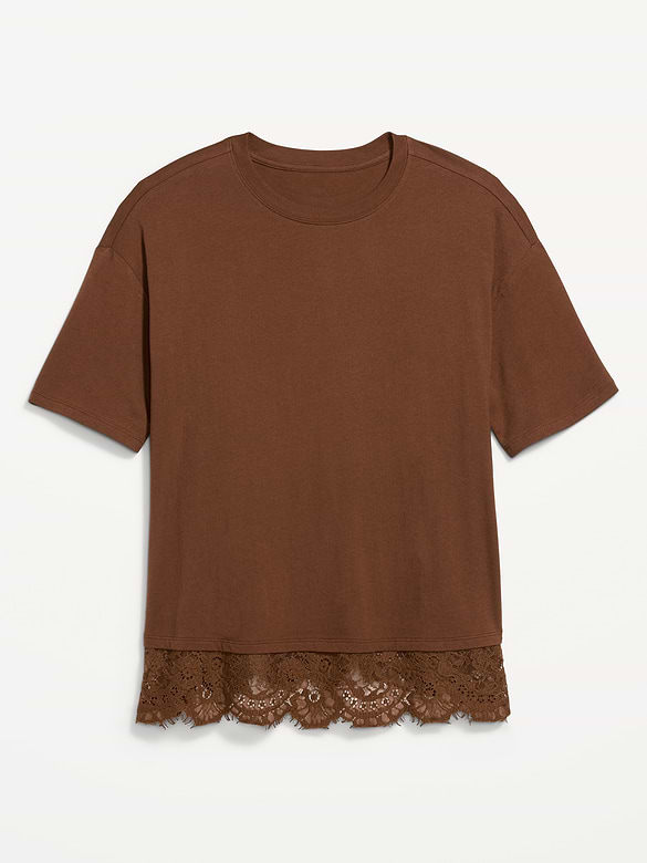 Oversized Lace Hem T-Shirt