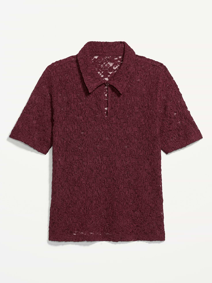 Image number 5 showing, Lace Keyhole Polo Top