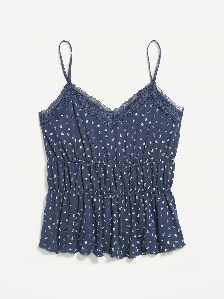 Image number 5 showing, Lace-Trim Smocked-Waist Tank Top