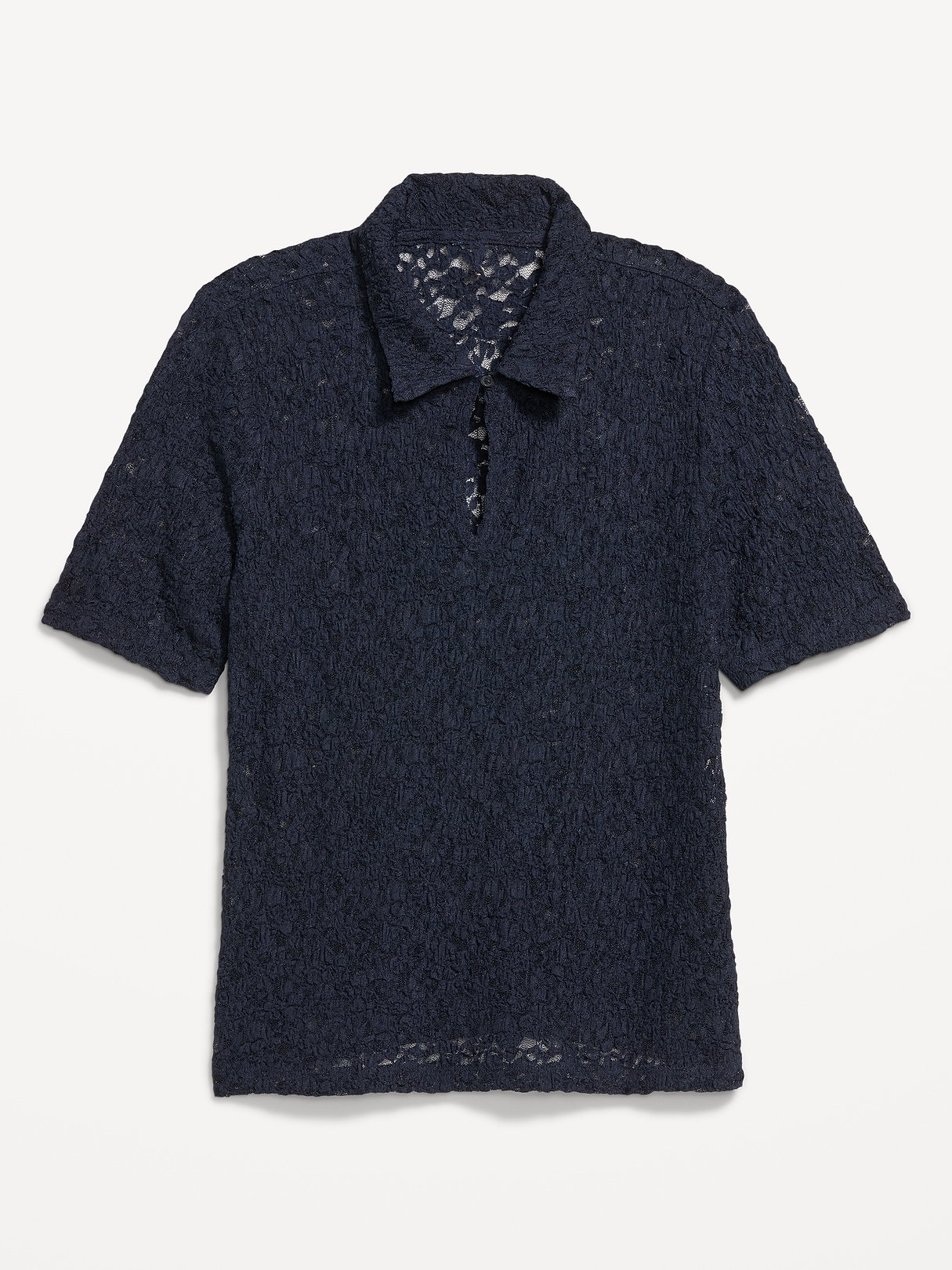 Lace Keyhole Polo Top | Old Navy