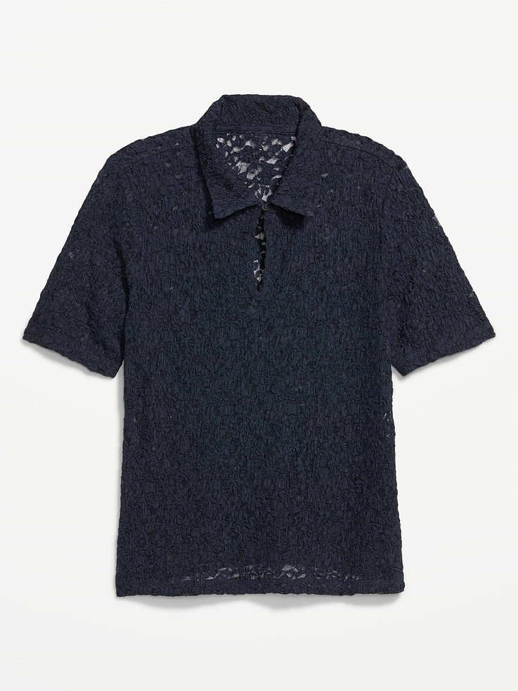 Image number 5 showing, Lace Keyhole Polo Top