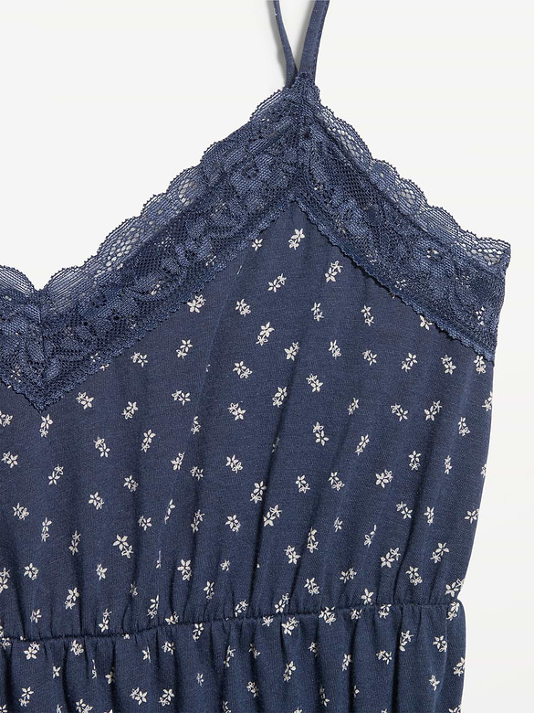 Lace-Trim Smocked-Waist Tank Top