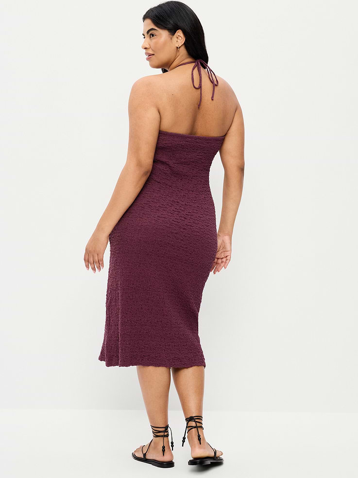 Image number 7 showing, Beaded Halter-Neck Textured Midi Dress