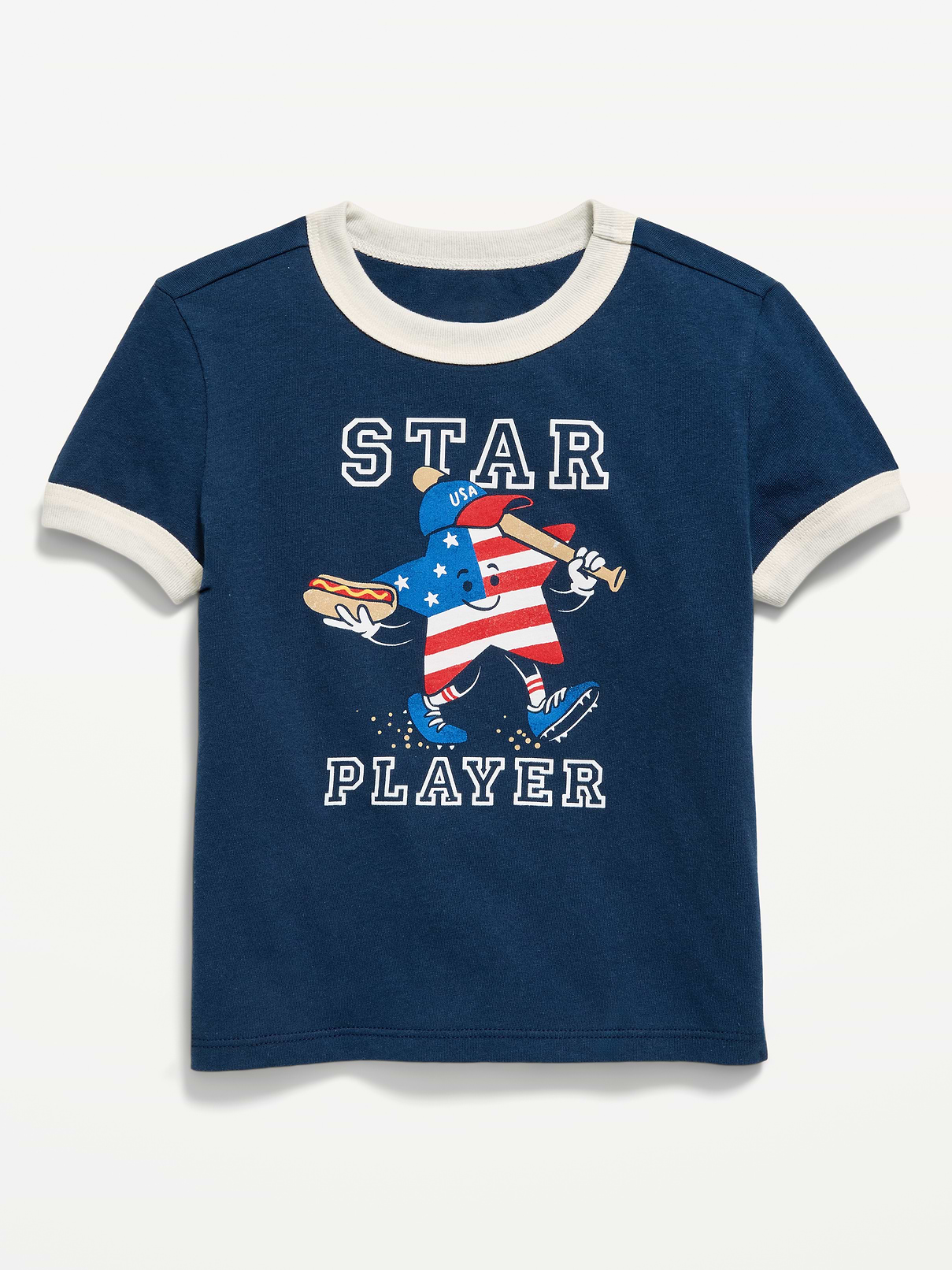 Image number 1 showing, Short-Sleeve Unisex Ringer Graphic T-Shirt for Toddler
