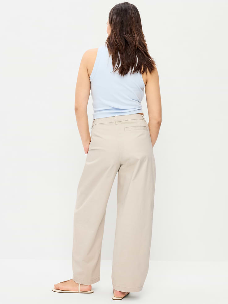 Image number 7 showing, High-Waisted Twill Barrel-Leg Pants