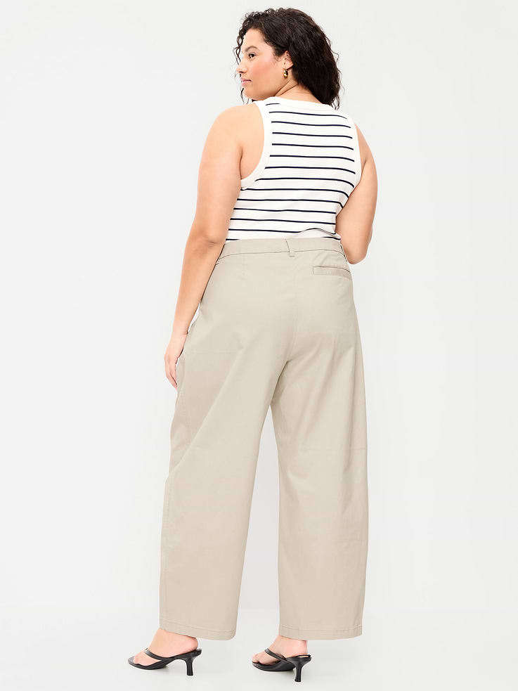Image number 9 showing, High-Waisted Twill Barrel-Leg Pants