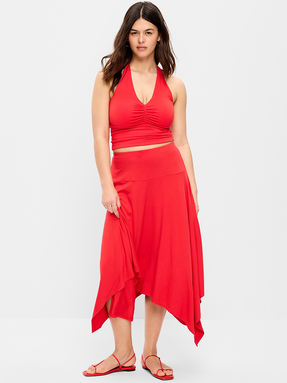 Handkerchief Hem Midi Skirt