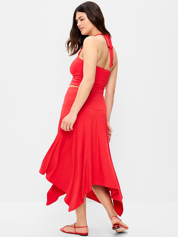 Handkerchief Hem Midi Skirt