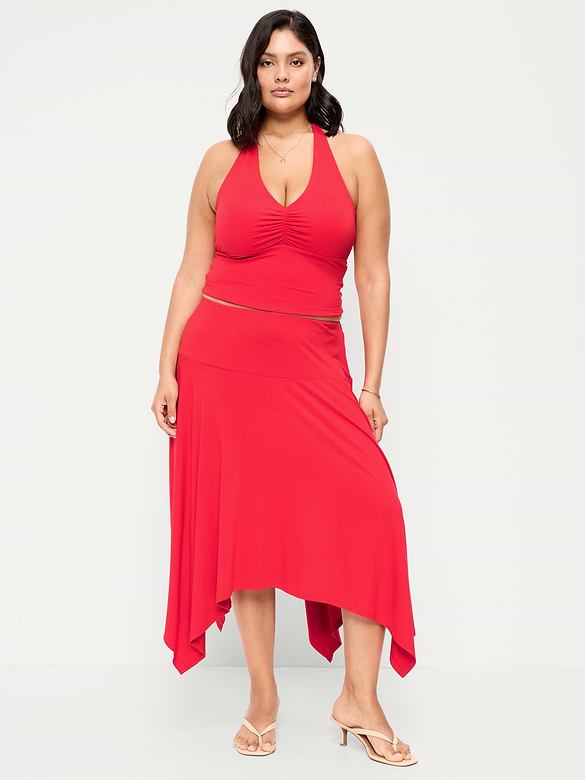 Handkerchief Hem Midi Skirt