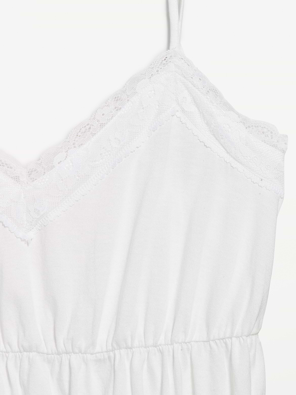 Lace-Trim Smocked-Waist Tank Top