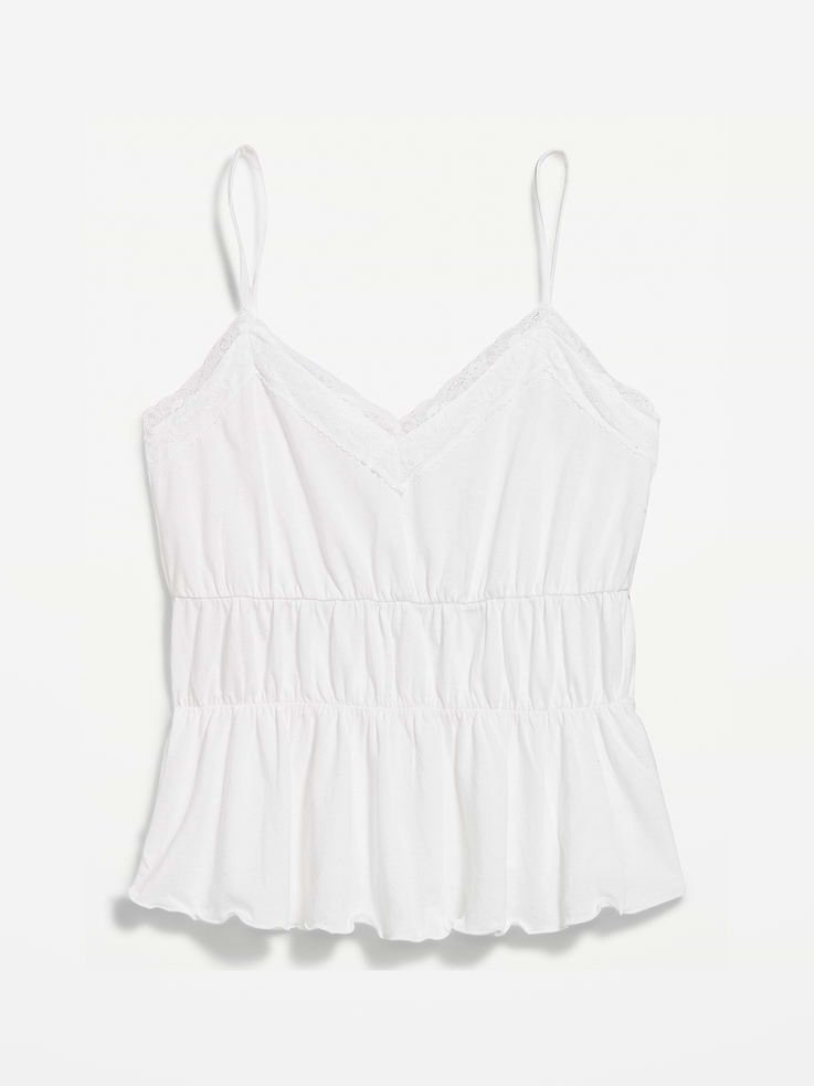 Image number 5 showing, Lace-Trim Smocked-Waist Tank Top