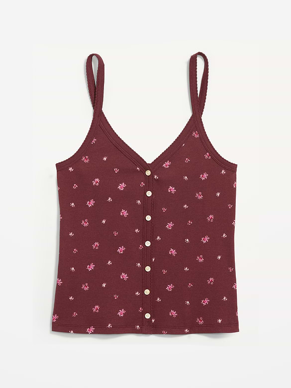 Button-Front Cami Tank Top