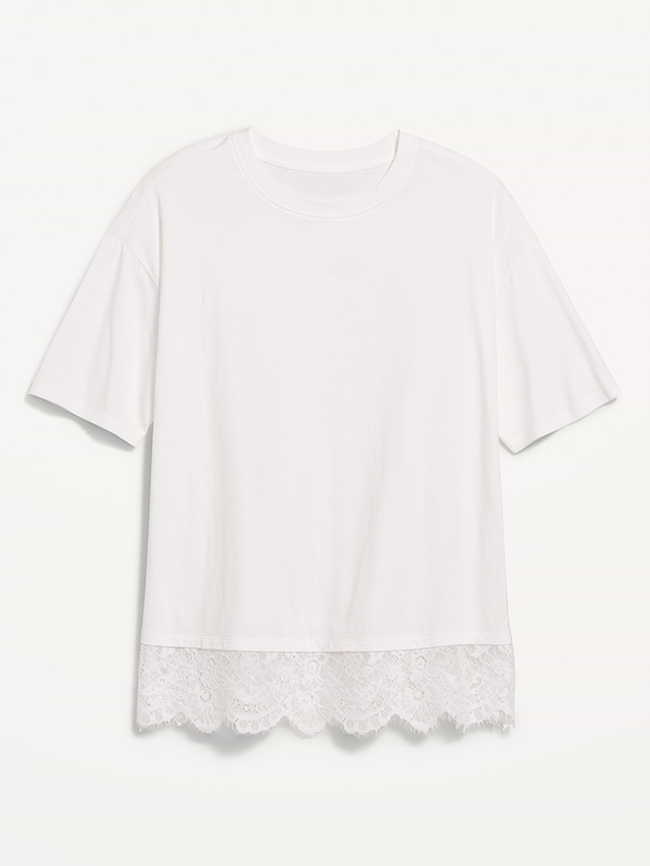 Oversized Lace Hem T-Shirt