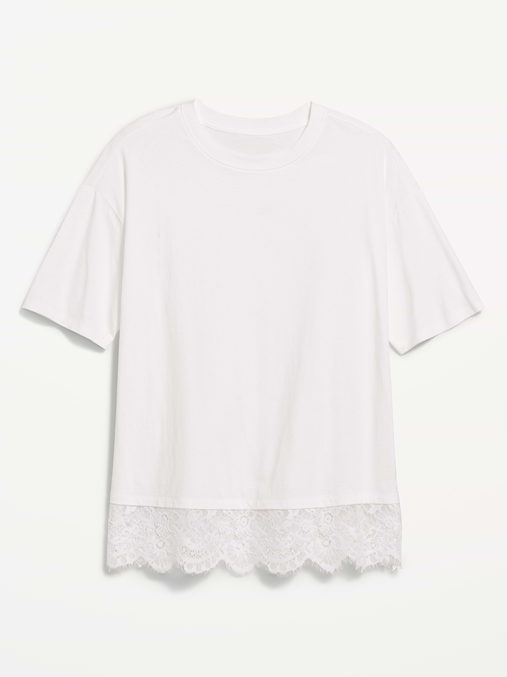 Image number 4 showing, Oversized Lace Hem T-Shirt