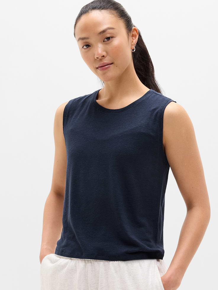 Image number 1 showing, Getaway Linen Blend Muscle Tank