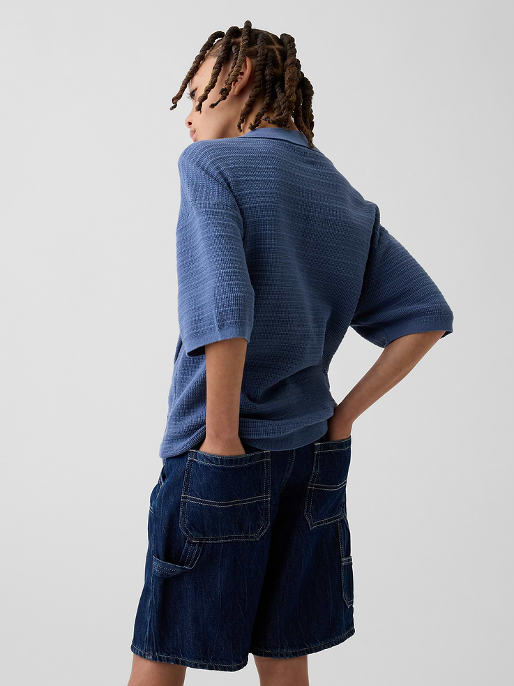 Image number 3 showing, Kids 100% Cotton Relaxed Polo Sweater Shirt