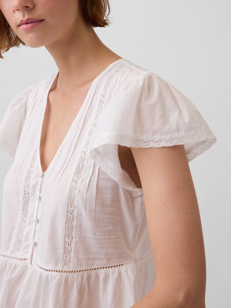 Image number 4 showing, Lace Voile Peplum Crop Top