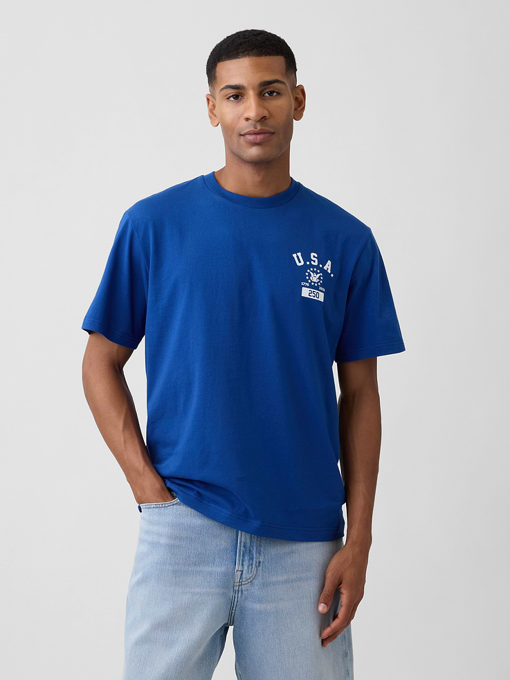 Image number 1 showing, Everyday Soft Relaxed USA Graphic T-Shirt