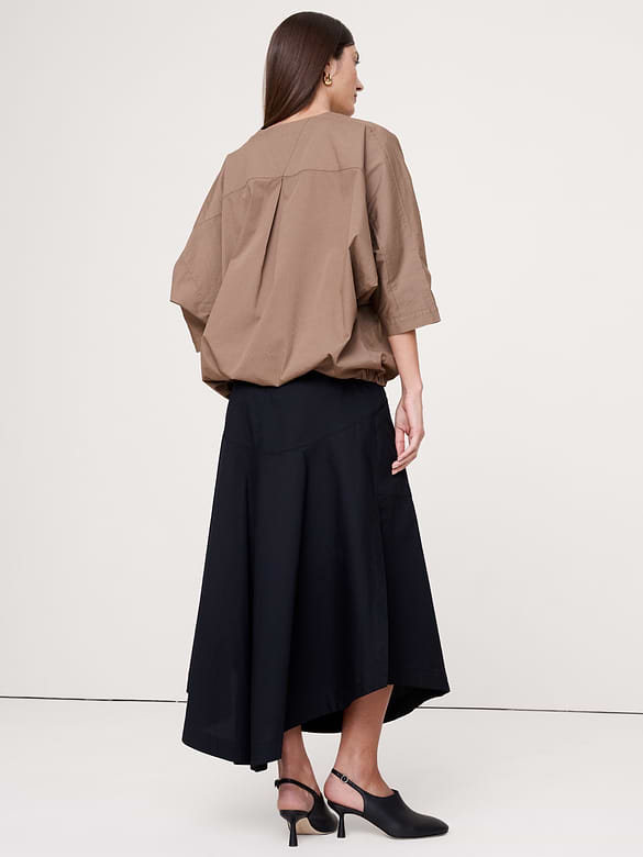 Stretch-Cotton Drawstring-Hem Top