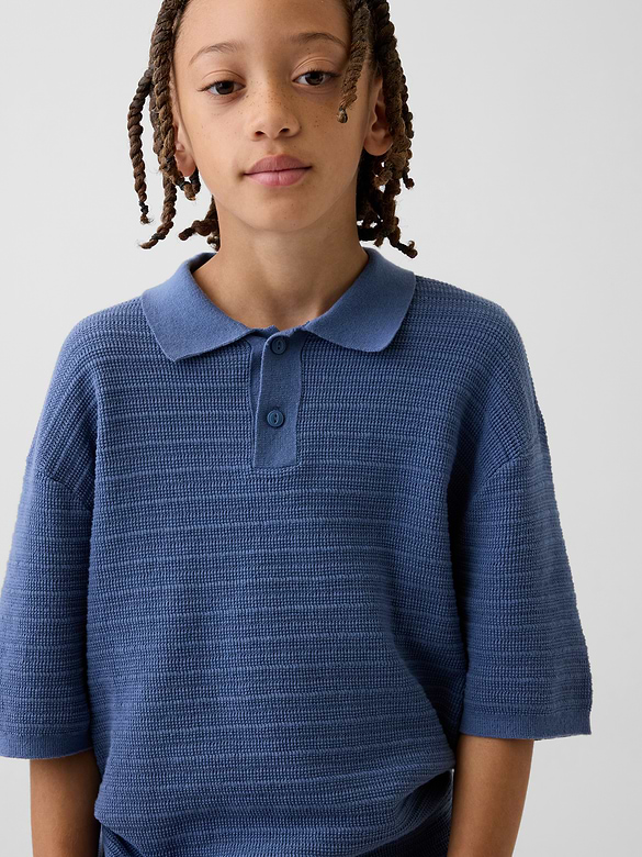 Kids 100% Cotton Relaxed Polo Sweater Shirt