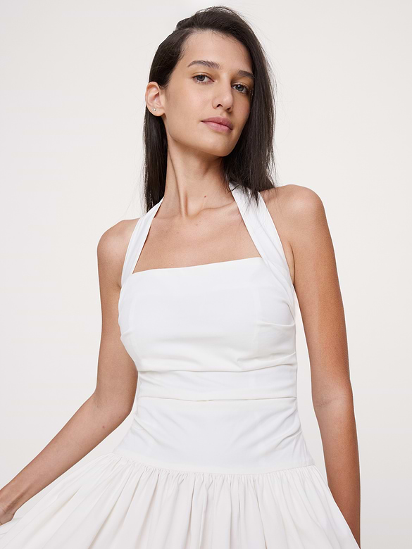 Stretch-Cotton Halter Maxi Dress