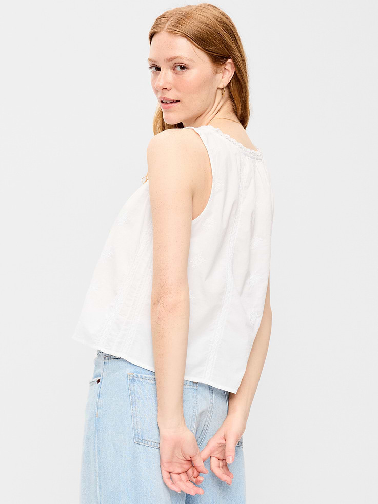 Image number 2 showing, Ruffle-Trim Embroidered Tank Top