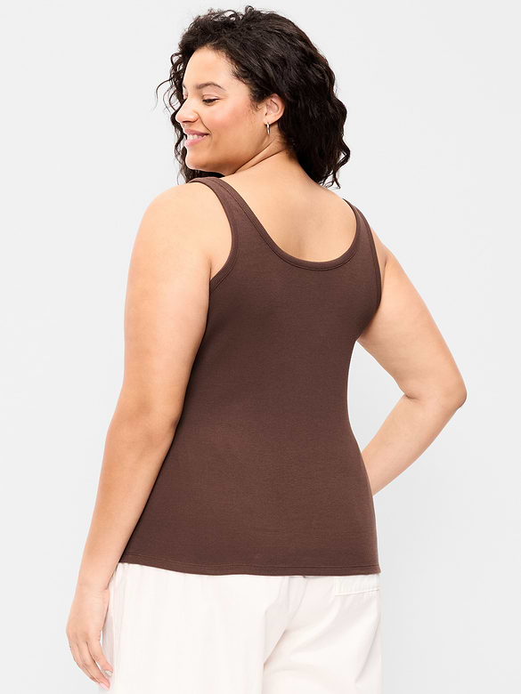 First-Layer Ribbed Scoop-Neck Tank Top