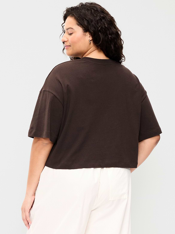 Vintage Crew-Neck Oversized Crop T-Shirt