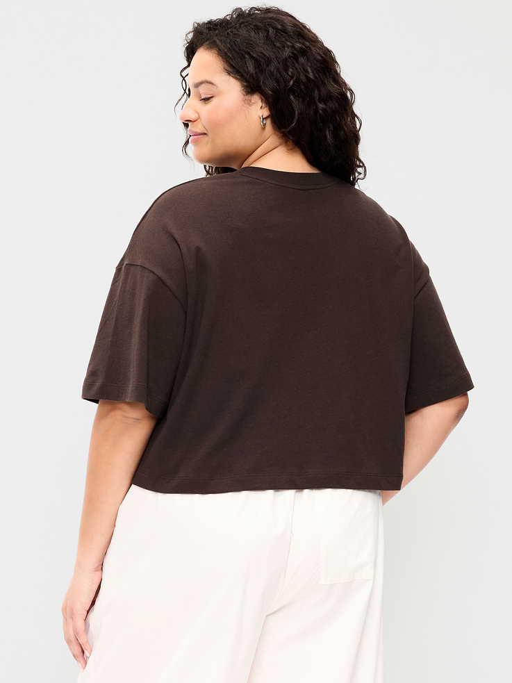 Image number 8 showing, Vintage Crew-Neck Oversized Crop T-Shirt