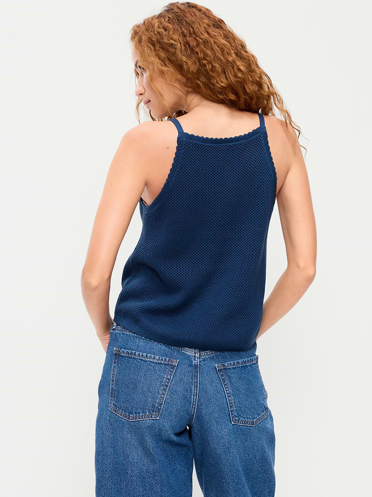 Image number 2 showing, Seaside Cotton Open-Weave Apron Tank Top