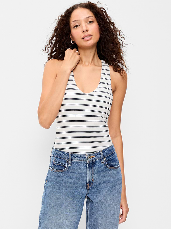 Camisole côtelée à bretelles nouées au dos
