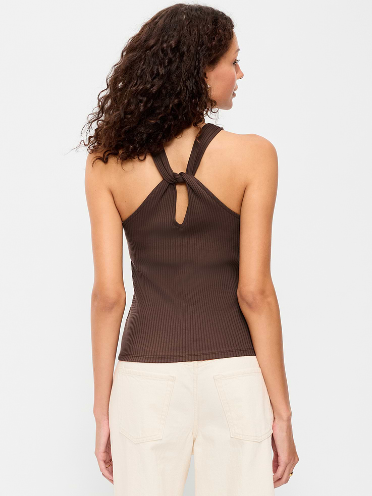 Image number 2 showing, Ribbed Loop-Back Halter Top