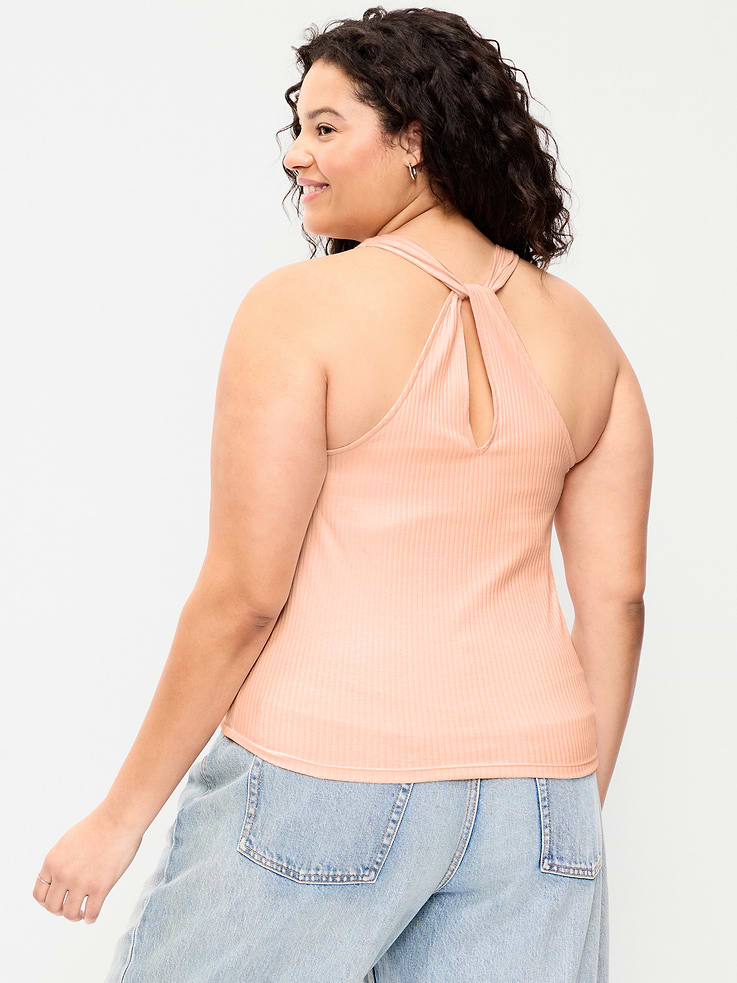 Image number 9 showing, Ribbed Loop-Back Halter Top