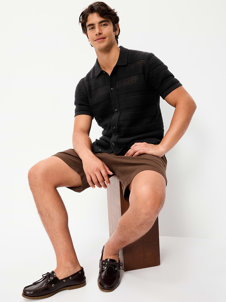 Image number 3 showing, Short-Sleeve Open-Knit Sweater Shirt