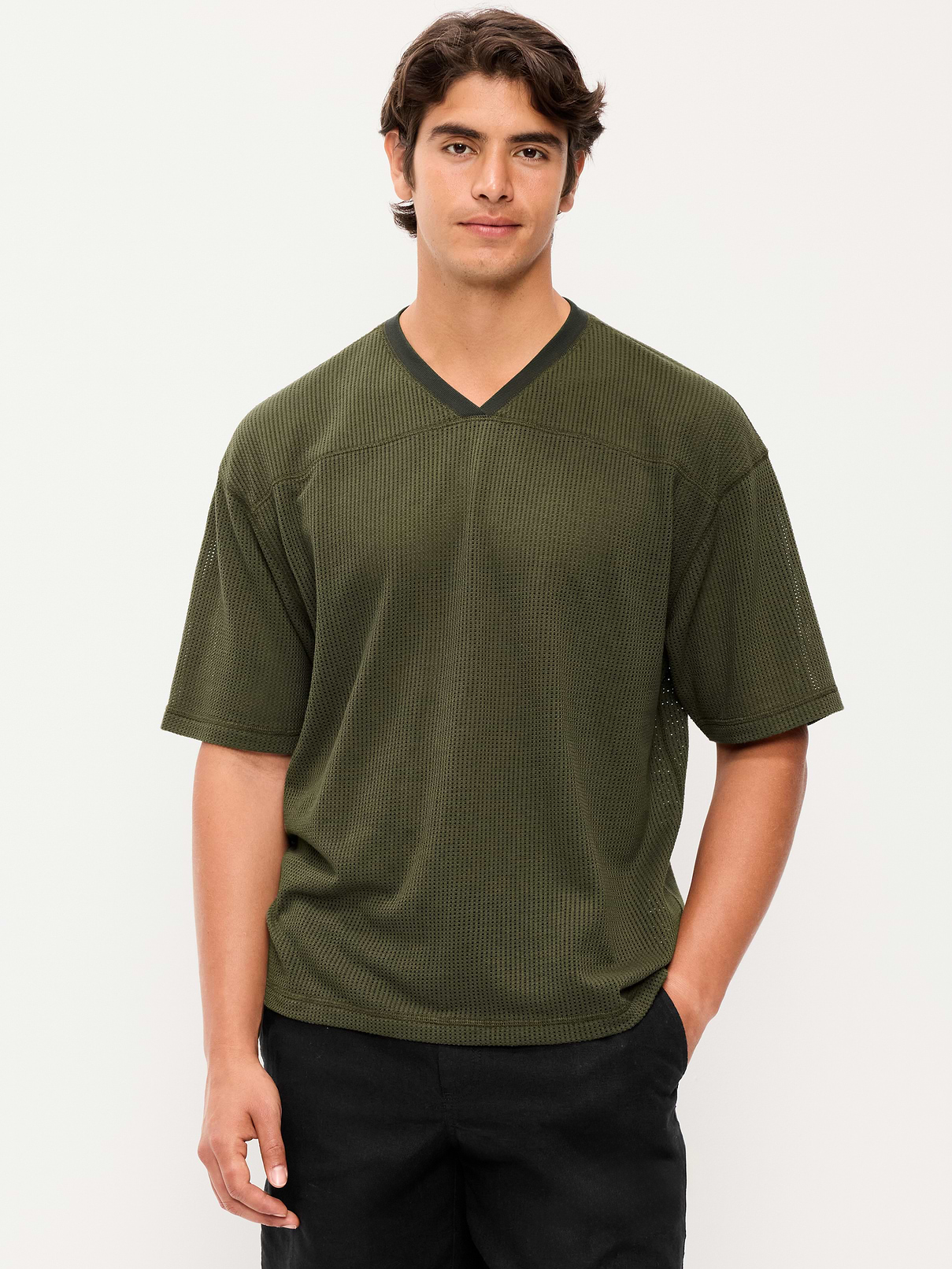 Football-Style Knit T-Shirt