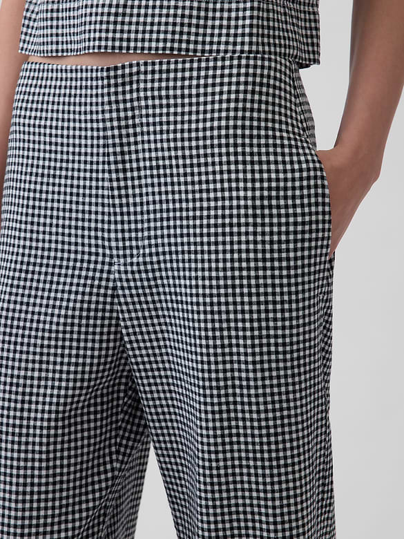 Linen-Blend Relaxed Straight Ankle Pants