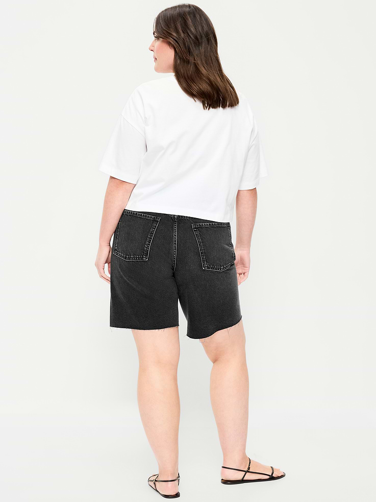 Image number 6 showing, Mid-Rise Baggy Jean Shorts -- 9-inch inseam