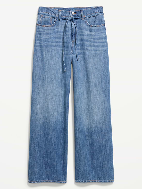 High-Waisted Drapey Wide-Leg Jeans