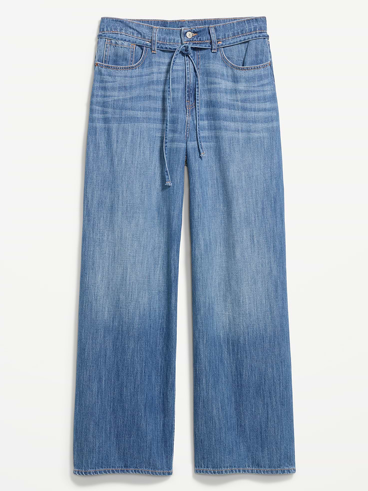 Image number 3 showing, High-Waisted Drapey Wide-Leg Jeans
