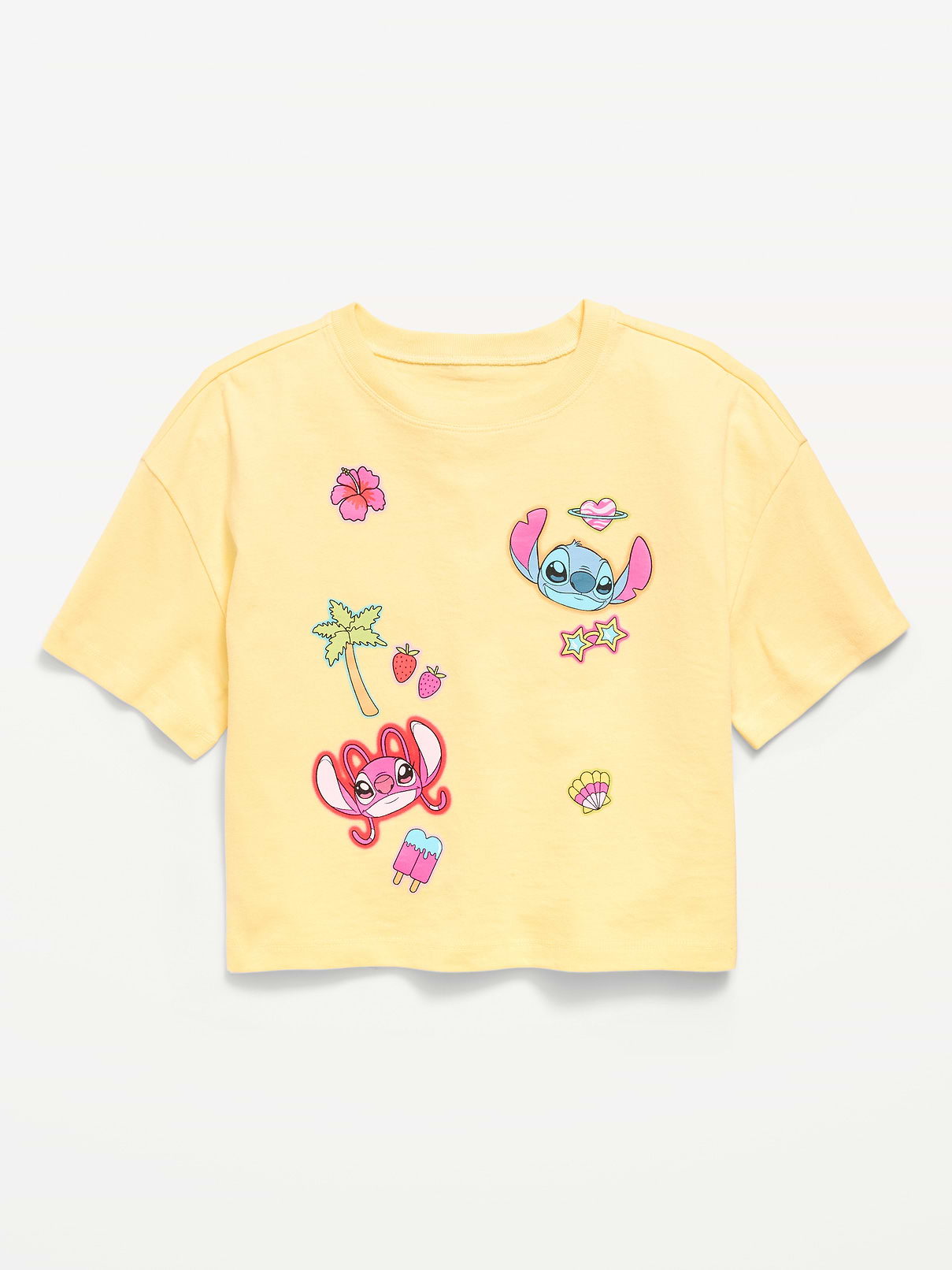 L'image numéro 1 présente T-shirt droit à imprimé Stitch et Angel de Disney© pour fille