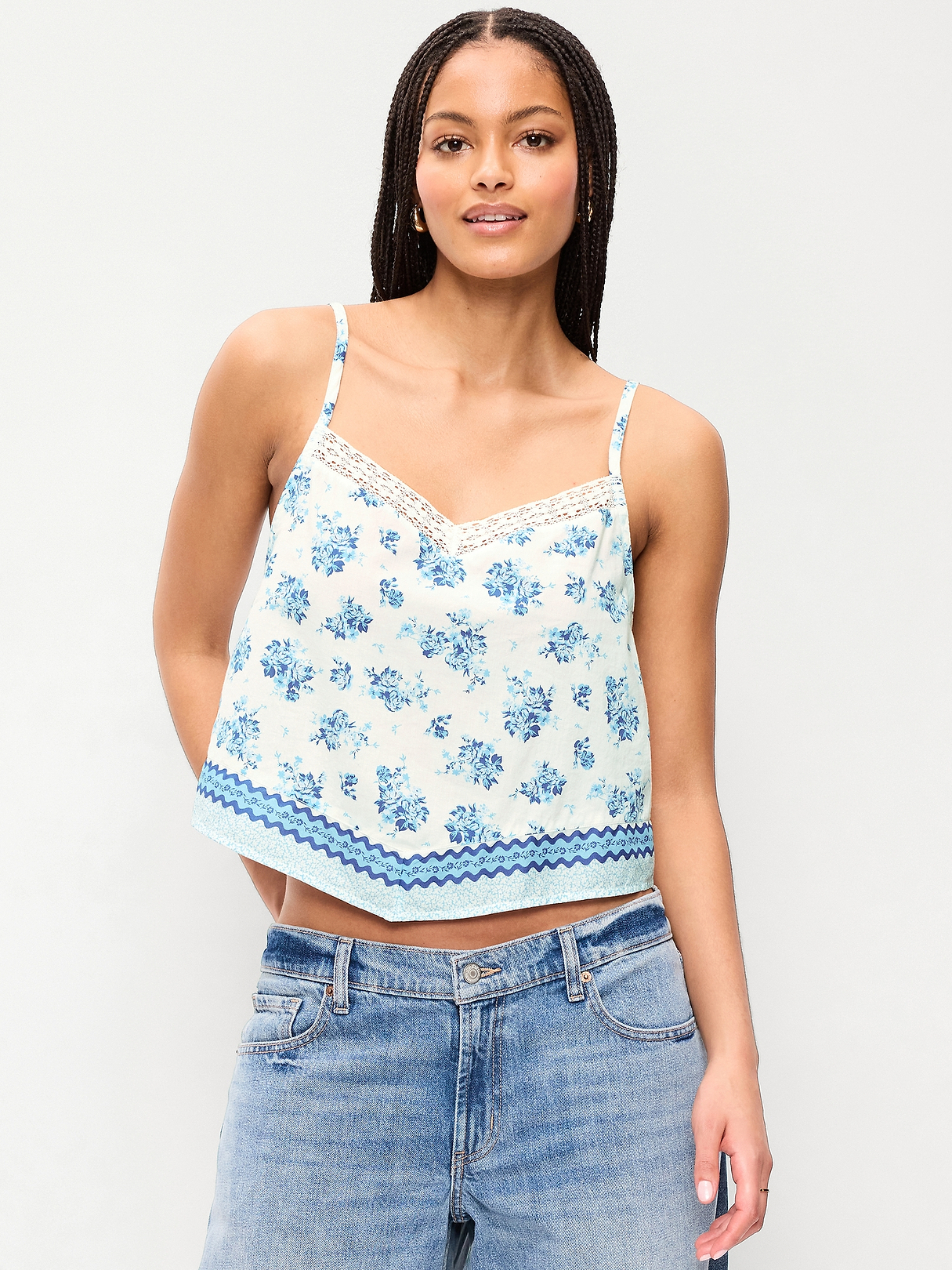 Lace-Trim Scarf Tank Top | Old Navy