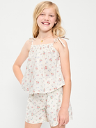 Image number 1 showing, Printed Sleeveless Tie-Shoulder Top for Girls