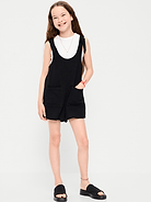 Image number 1 showing, Sleeveless Tie-Strap Double-Weave Romper for Girls