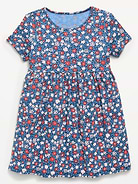 Image 1 de 1, Encolure arrondie., Manches courtes., Taille cousue., Jupe ample., Motif sur l’ensemble., Produit #897306